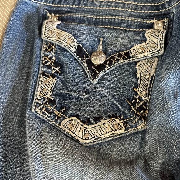 Miss Me Jeans Womens 30 Boot Bootcut Bling Embroidered Rhinestone Denim Stretch - Picture 9 of 10